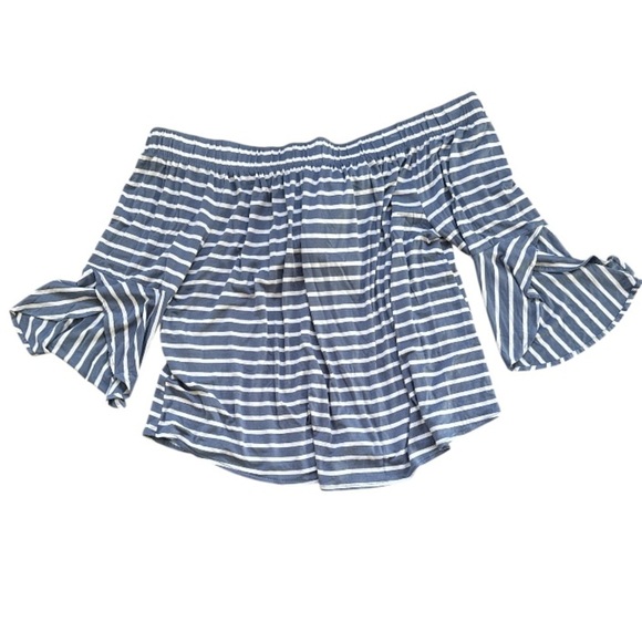Lane Bryant blouse Striped Off-Shoulder Women's Top 18 20 NEW nautical classic - Picture 1 of 4